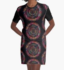 Rainbow Kitty Cat Mandala Graphic T-Shirt Dress