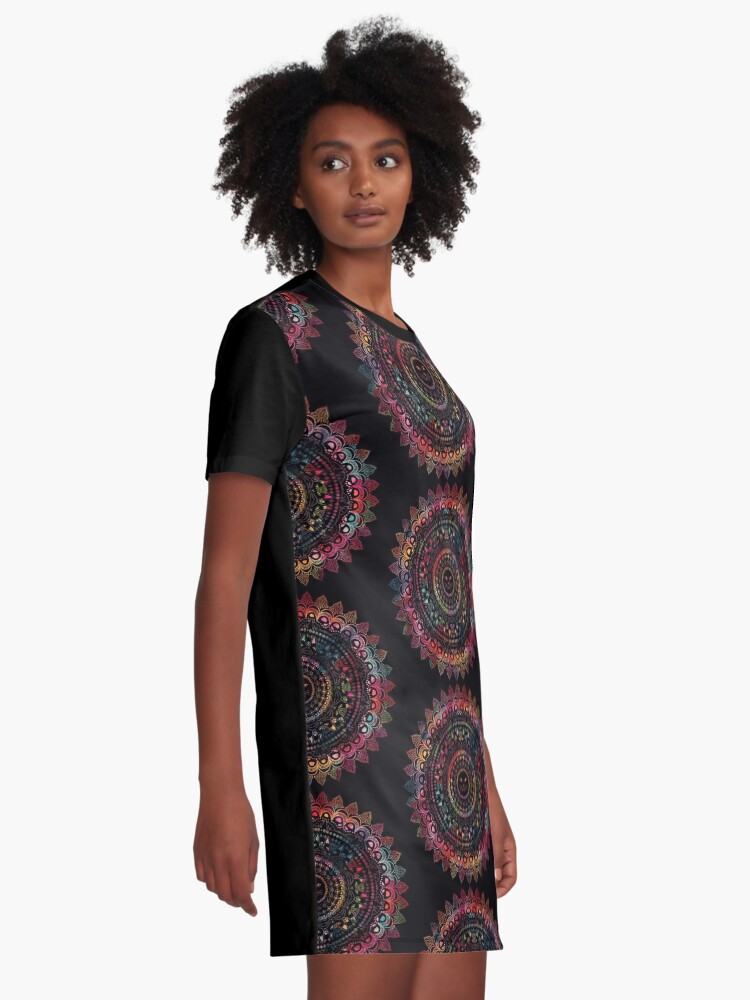 Alternate view of Rainbow Kitty Cat Mandala Graphic T-Shirt Dress