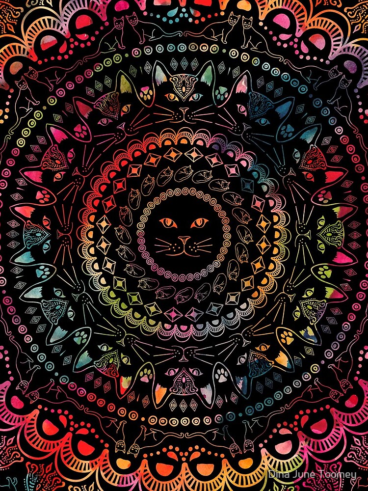 Rainbow Kitty Cat Mandala by dinafiala