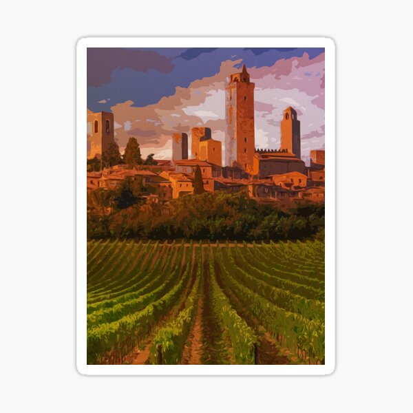 Italy, sunset on San Gimignano Sticker