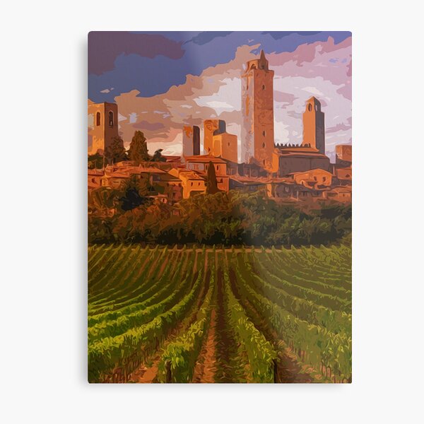 Italy, sunset on San Gimignano Metal Print