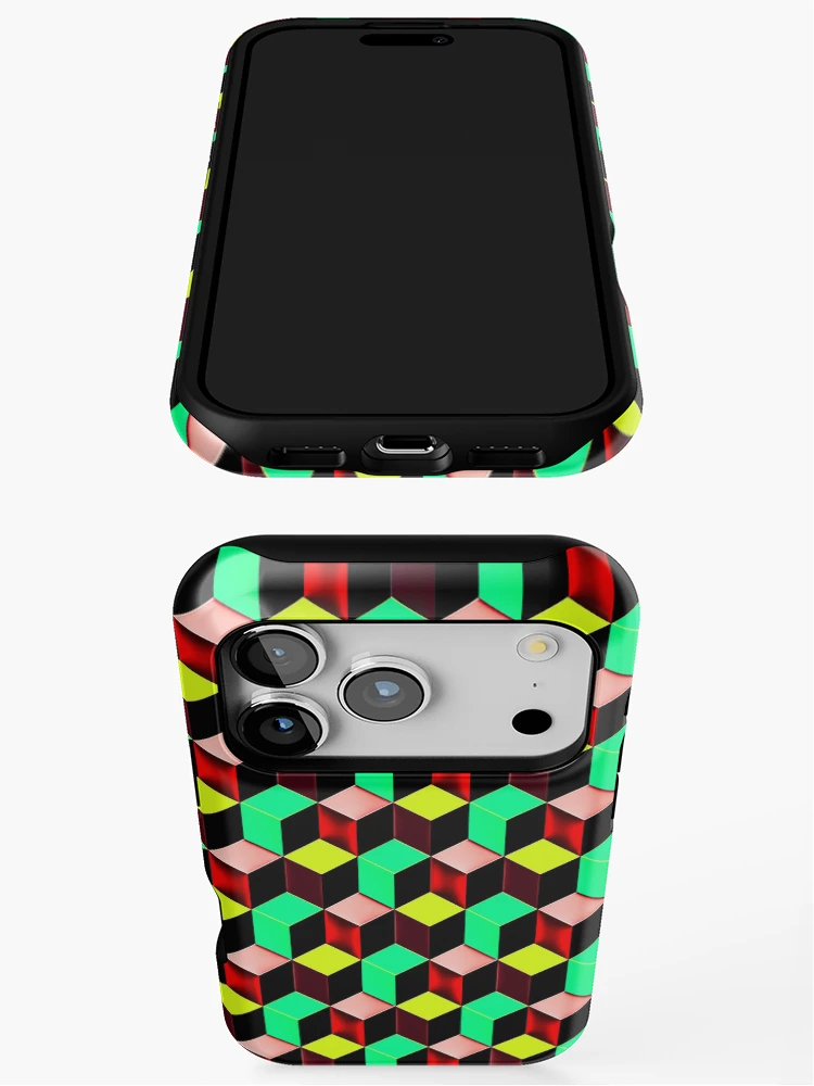 Thumbnail 3 of 4, iPhone Case, Color Combination Pattern, Retro Abstract Multi Color Pattern designed and sold by Mr-true-design.