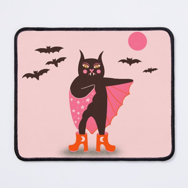 Item preview, Black cat dracula. Spooky cute pink Halloween illustration designed and sold by WeirdyTales.