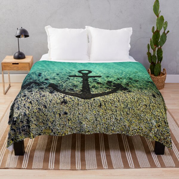 Anchored to the shore Throw Blanket