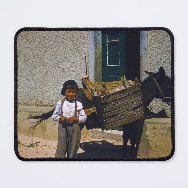 Item preview, 1950s - Boy with a Catapult and Donkey, Spain designed and sold by thatwaslife.