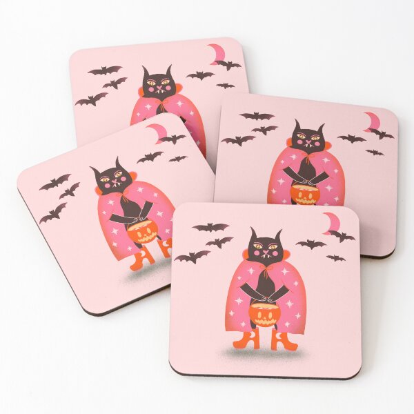 Item preview, Cute black halloween cat with bats illustration designed and sold by WeirdyTales.