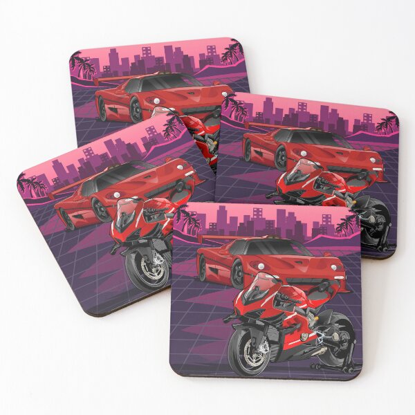 Item preview, Miami nights Bike x Car portrait designed and sold by MotorcycleLove.