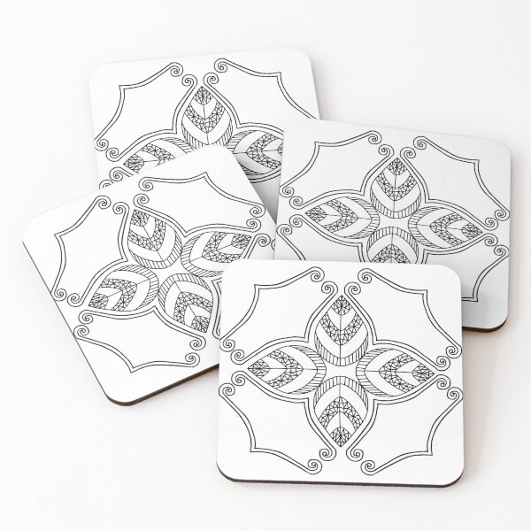 Item preview, Four leaf cross and floral outline motif designed and sold by Encie-Designs.