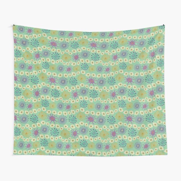 African Daisy pattern in a fun retro horizontal design colorful and for those who are BOLD Tapestry