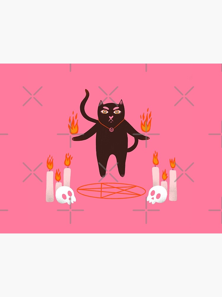 Thumbnail 5 of 5, Pet Mat, Cute halloween black cat witchcraft illustration designed and sold by WeirdyTales.