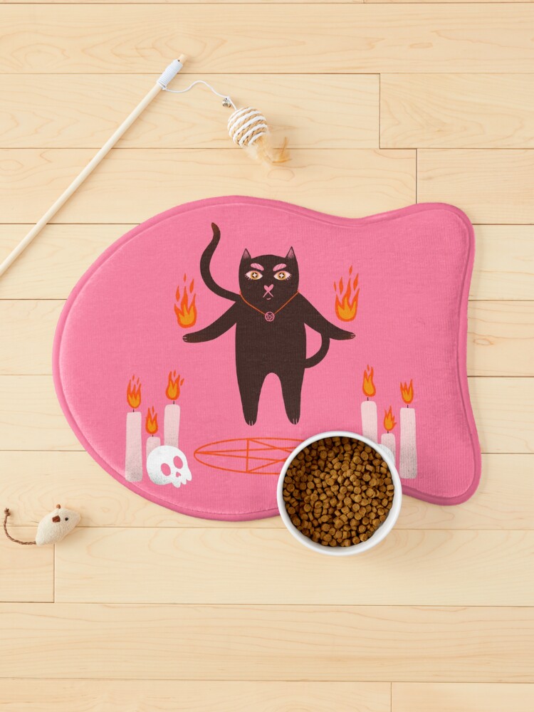 Thumbnail 1 of 5, Pet Mat, Cute halloween black cat witchcraft illustration designed and sold by WeirdyTales.