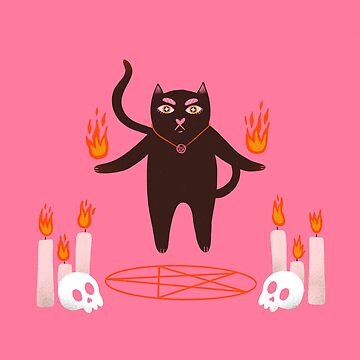 Artwork thumbnail, Cute halloween black cat witchcraft illustration by WeirdyTales