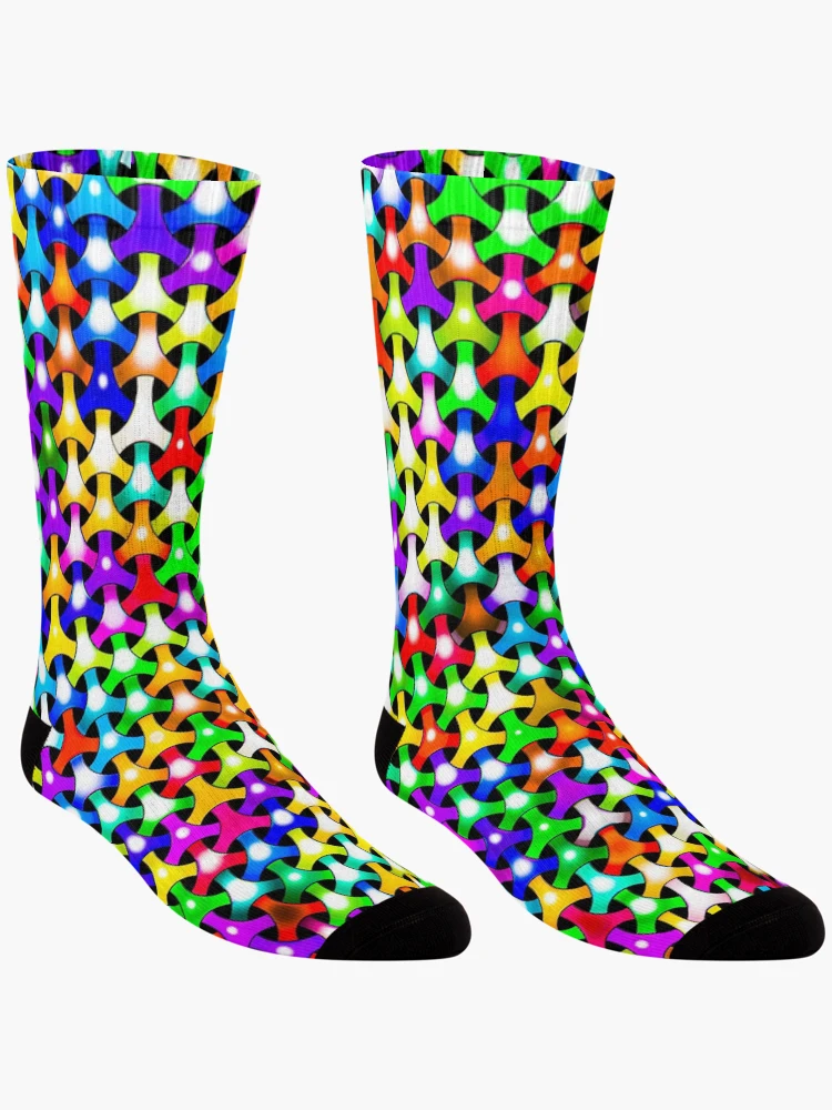 Thumbnail 3 of 5, Socks, Color Combination Pattern, Retro Abstract Multi Color Pattern designed and sold by Mr-true-design.