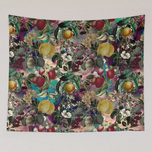 Item preview, Vintage fruit garden pattern, strawberries, vintage botanical, fruit pattern, multicoloured floral illustration   designed and sold by ZeinabTaha.
