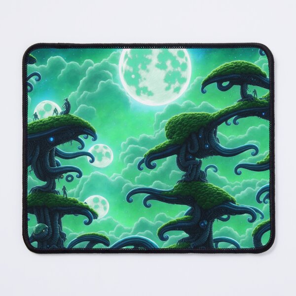 Item preview, Alien planet landscape with tentacle-trees and a large moon designed and sold by BrachiaST.