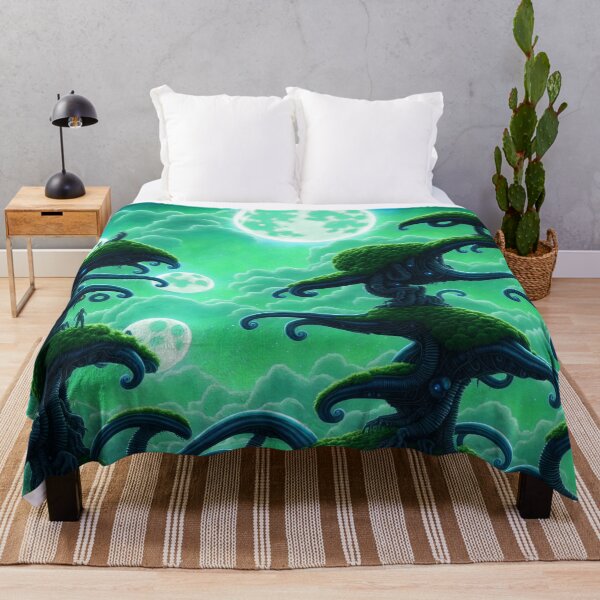 Item preview, Alien planet landscape with tentacle-trees and a large moon designed and sold by BrachiaST.