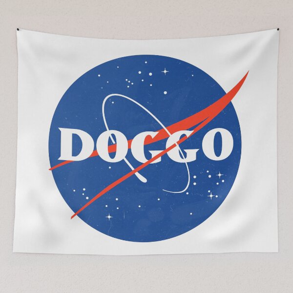 Item preview, Doggo, Nasa Inspired logo, quality logo with Grunge Texture, Guaranteed best gift for all dog lovers designed and sold by Galactic Fur Baby Federation.