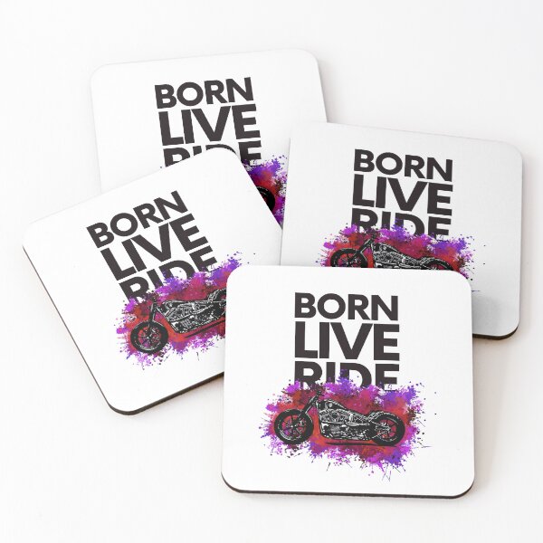 Item preview, 'Born Live Ride' Motorcycle Quote With Colorful Illustration designed and sold by deepakrode7.