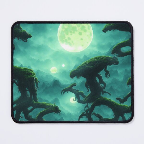 Item preview, Alien planet landscape with monster-trees and a large moon designed and sold by BrachiaST.