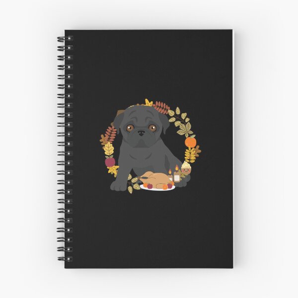 Item preview, Pug Thanksgiving Wreath - Happy Thanksgiving Pug - Autumn Wreath Fall Wreath Black pug dog designed and sold by ALLURE-minimal.
