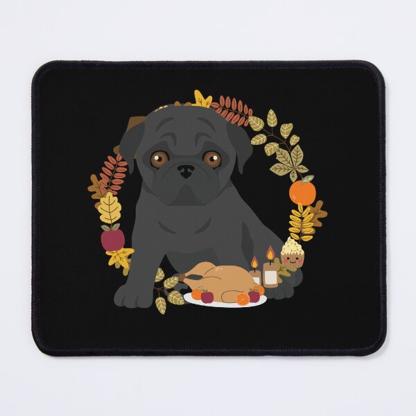 Item preview, Pug Thanksgiving Wreath - Happy Thanksgiving Pug - Autumn Wreath Fall Wreath Black pug dog designed and sold by ALLURE-minimal.