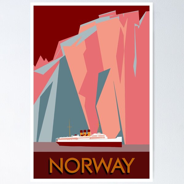 Item preview, Norway fjords retro vintage style cruise travel  designed and sold by aapshop.