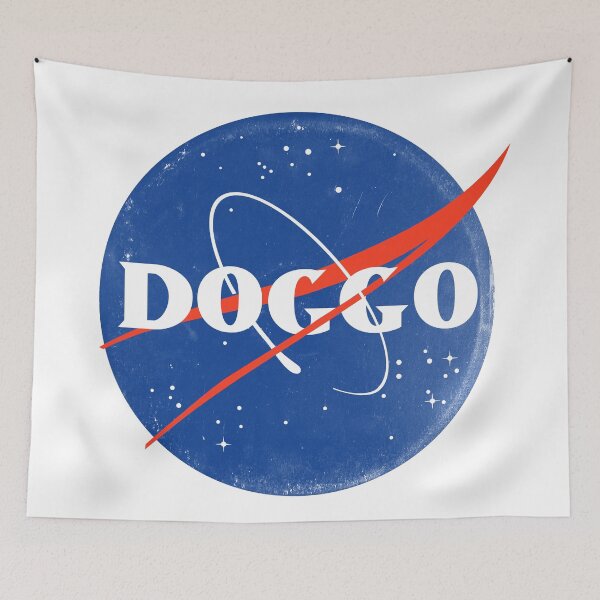 Item preview, Doggo, Nasa Inspired logo, quality logo with grunge texture, Guaranteed best gift for all dog lovers designed and sold by Galactic Fur Baby Federation.