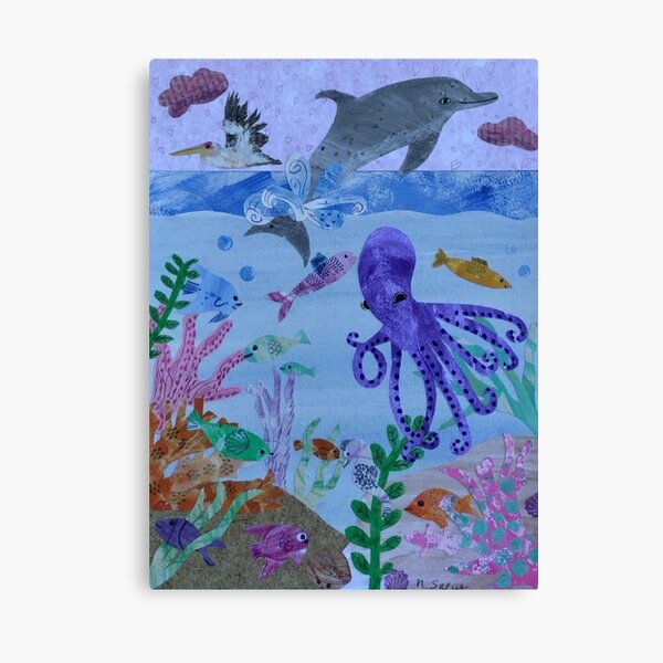 Ocean Scene Collage by Nancy Salus Canvas Print