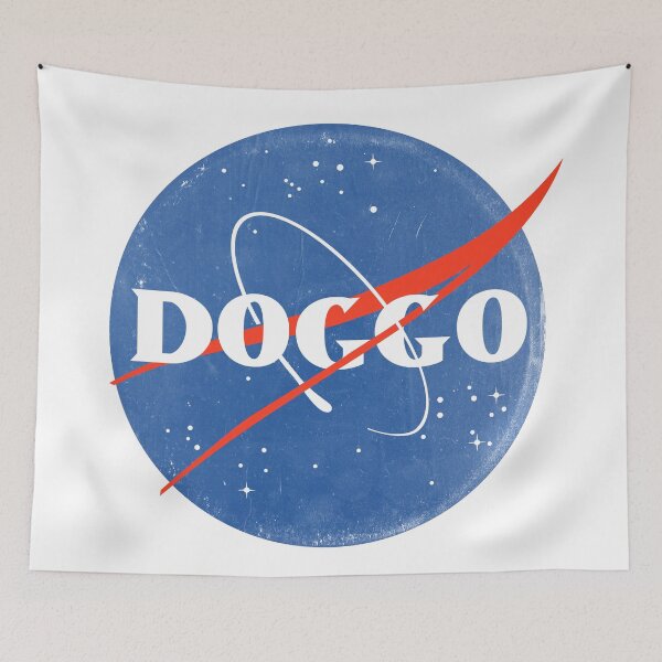 Item preview, Doggo, Nasa Inspired logo, quality logo with grunge texture, Guaranteed best gift for all dog lovers designed and sold by Galactic Fur Baby Federation.