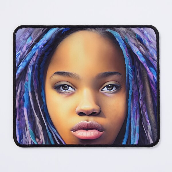 Item preview, Indigo - Watercolor and ink - African American Teen with Blue Braids designed and sold by fruitfulskye.