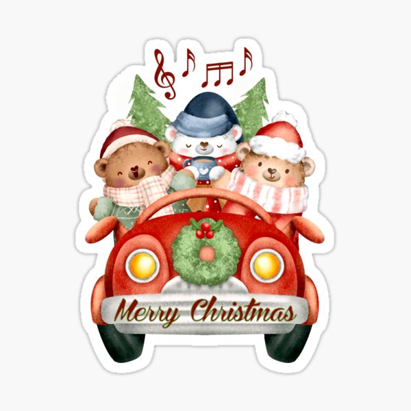 Singing Christmas Holiday Bear Family Sticker