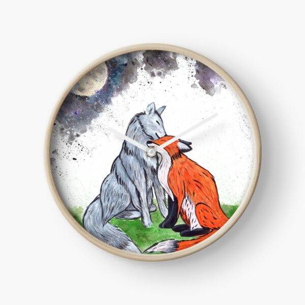 Fox and Wolf Love Clock