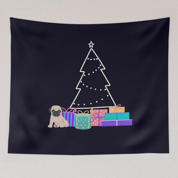 Item preview, Pug winter time Pug Christmas tree Xmas Pug Christmas Gift Pug Fawn pug designed and sold by ALLURE-minimal.