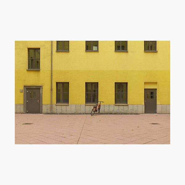 Red Bike, Yellow Wall Photographic Print