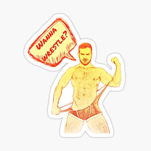 Wanna Wrestle? Sticker