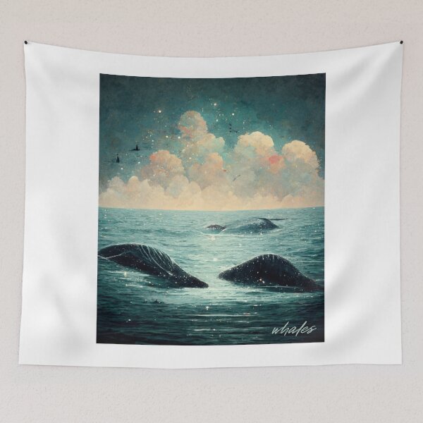 Item preview, Whales in the sea under mystical clouds designed and sold by Schertel.