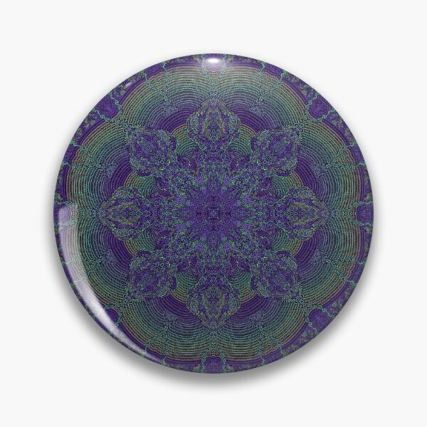 Item preview, Fractal Kaleidoscope Symmetrical Zendoodle; Greens on Purple designed and sold by ThatsJustJilly.