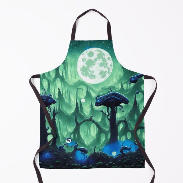 Item preview, Alien planet landscape with snail-monsters nesting on trees and a large moon designed and sold by BrachiaST.