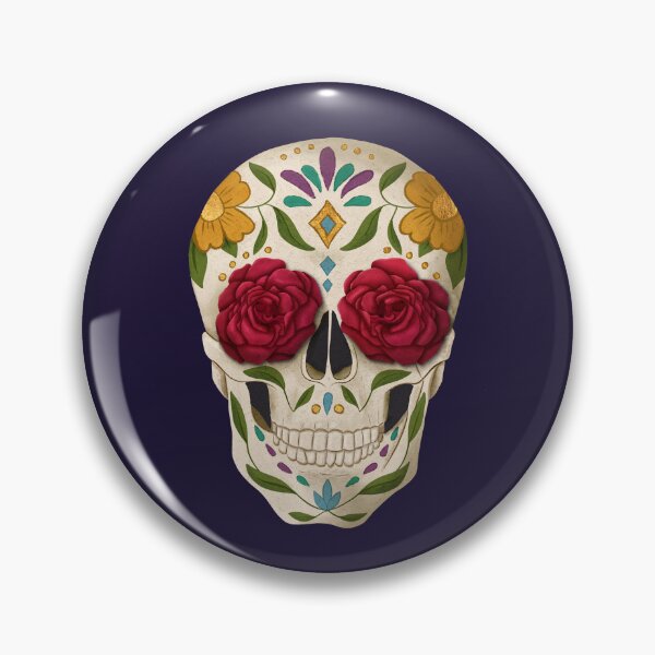 Item preview, Day of the Dead Sugar Skull with Roses and Marigolds designed and sold by Natalie du Plessis.