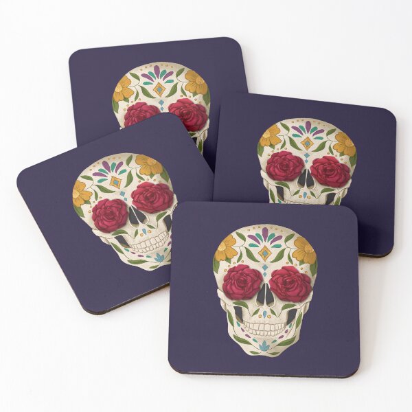 Item preview, Day of the Dead Sugar Skull with Roses and Marigolds designed and sold by Natalie du Plessis.