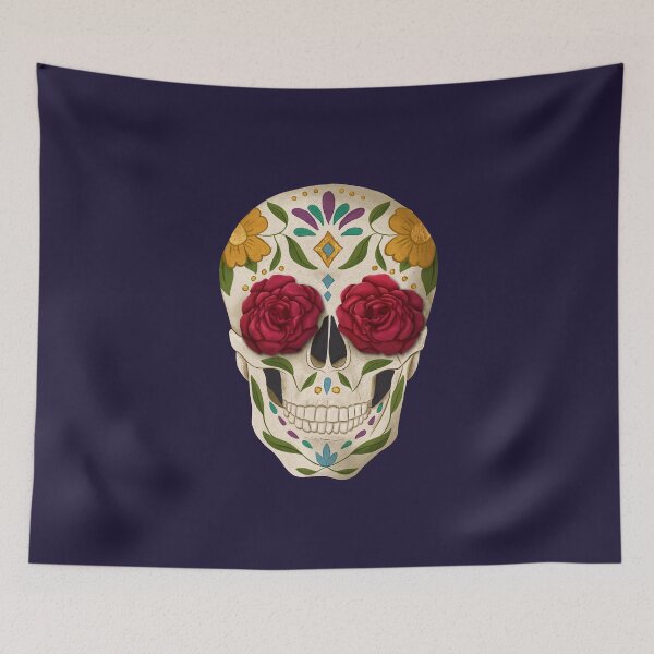 Item preview, Day of the Dead Sugar Skull with Roses and Marigolds designed and sold by Natalie du Plessis.