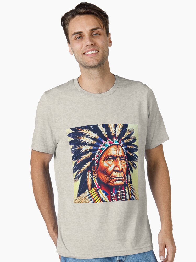 Native American Indian chief, vintage drawing, Native American heritage  Essential T-Shirt
