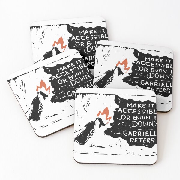Item preview, Make It Accessible Or Burn It Down Disability Activism Linocut Art designed and sold by CurbCuts.