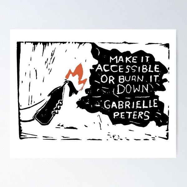 Item preview, Make It Accessible Or Burn It Down Disability Activism Linocut Art designed and sold by CurbCuts.