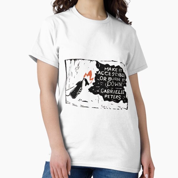 Item preview, Make It Accessible Or Burn It Down Disability Activism Linocut Art designed and sold by CurbCuts.