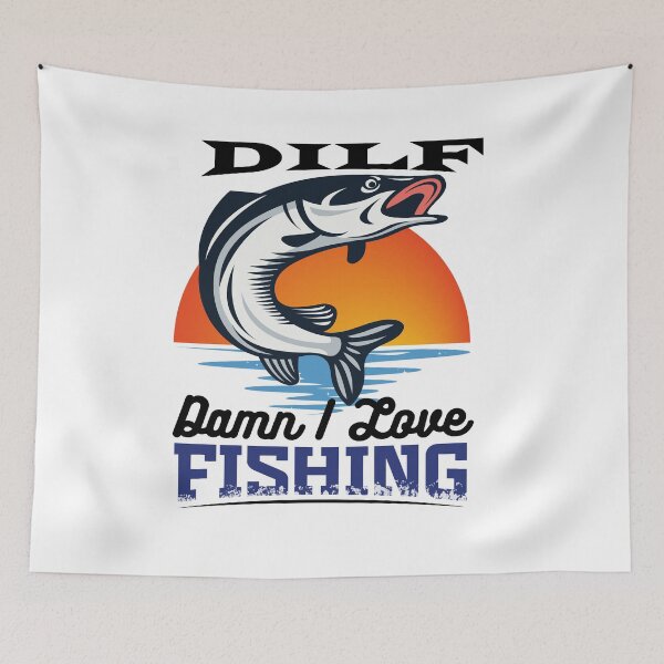 Item preview, Dilf Damn I Love Fishing - Funny Fishing Quote Graphic Fisherman Gift designed and sold by ALITOPRINCE.