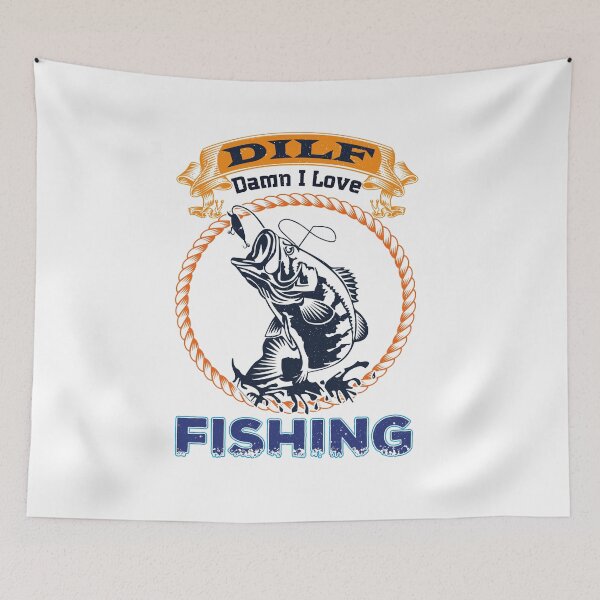 Item preview, Dilf Damn I Love Fishing - Funny Fishing Quote Graphic Fisherman Gift designed and sold by ALITOPRINCE.