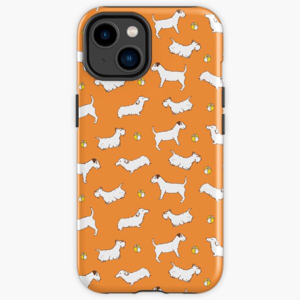 Dog pattern in orange iPhone Tough Case