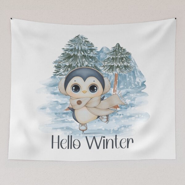 Item preview, Hello Winter Cute Penguin designed and sold by HappyLifeCreate.