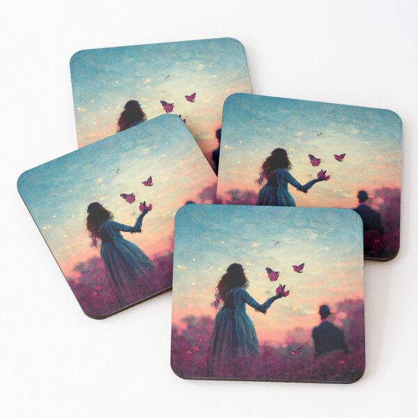 Item preview, Woman's hand flying so many little blue butterfly designed and sold by zoro92.